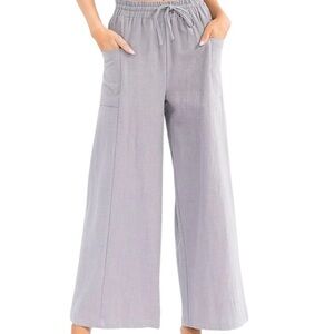 Wide Leg Palazzo Linen/Cotton Elastic Waist Pants